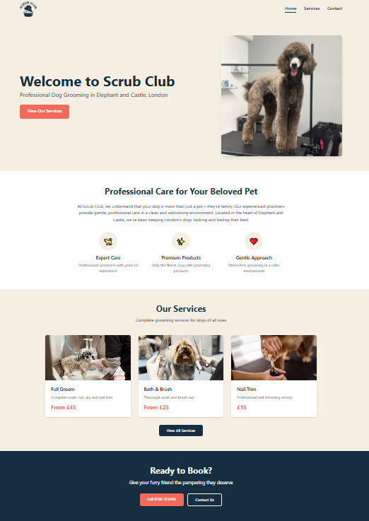 Dog Grooming Services Website