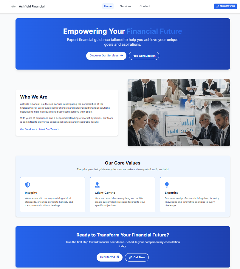 Ashfield Financial Services Website